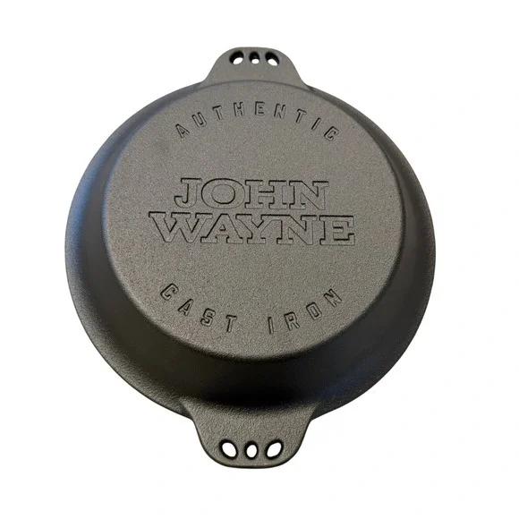John Wayne Cast Iron 10.25 Inch Pie Pan Pre Seasoned Decorative Handles - Picture 5 of 5